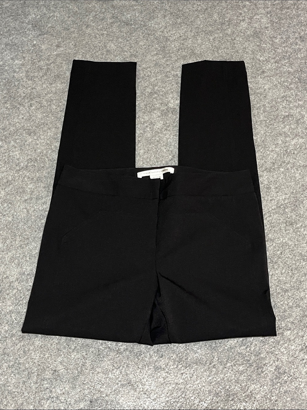 DVF Diane Von Furstenberg Black Nylon Blend Slim Fit Dress Pants